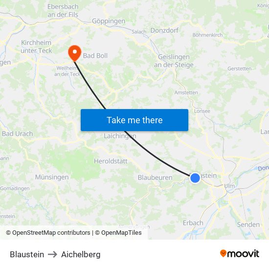 Blaustein to Aichelberg map