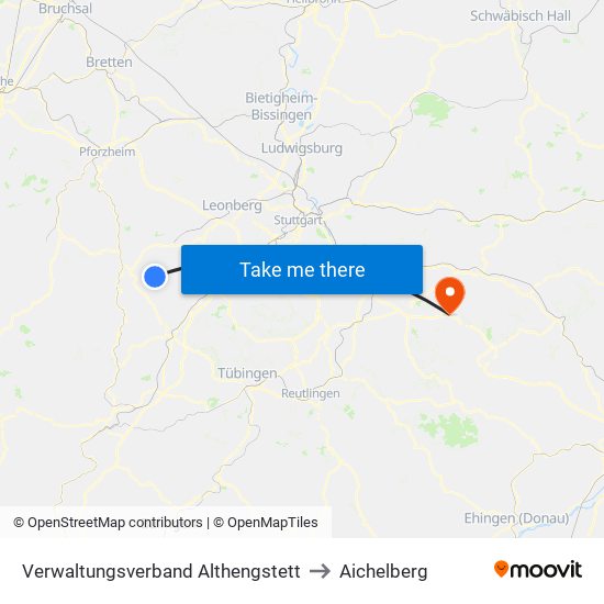 Verwaltungsverband Althengstett to Aichelberg map