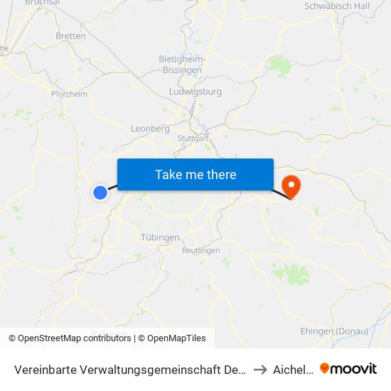 Vereinbarte Verwaltungsgemeinschaft Der Stadt Herrenberg to Aichelberg map