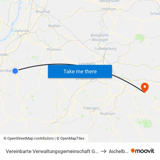 Vereinbarte Verwaltungsgemeinschaft Gernsbach to Aichelberg map