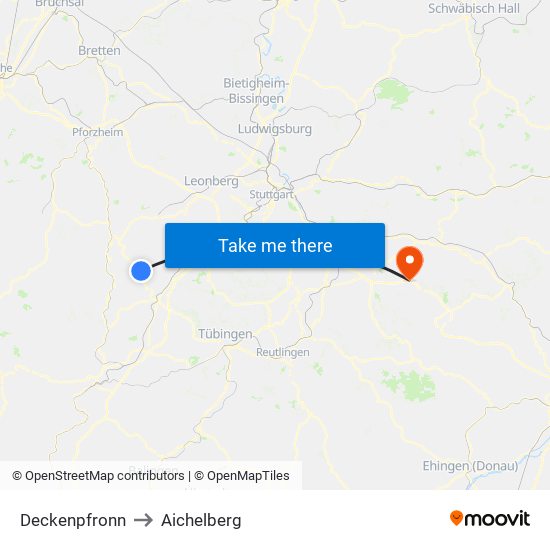Deckenpfronn to Aichelberg map