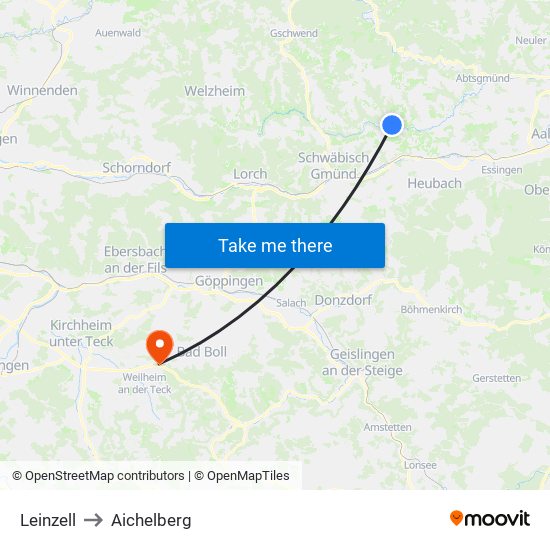 Leinzell to Aichelberg map