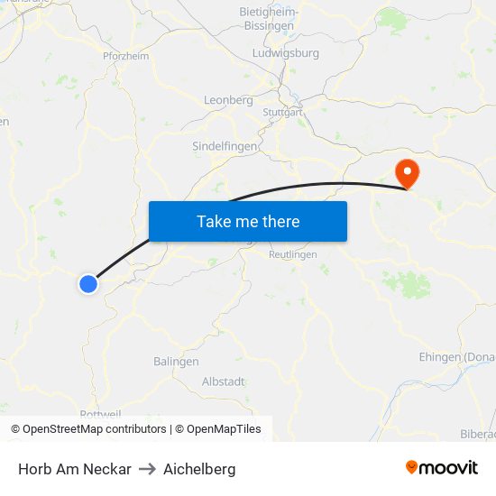 Horb Am Neckar to Aichelberg map