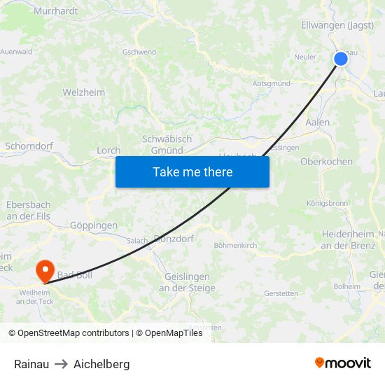 Rainau to Aichelberg map