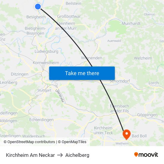 Kirchheim Am Neckar to Aichelberg map