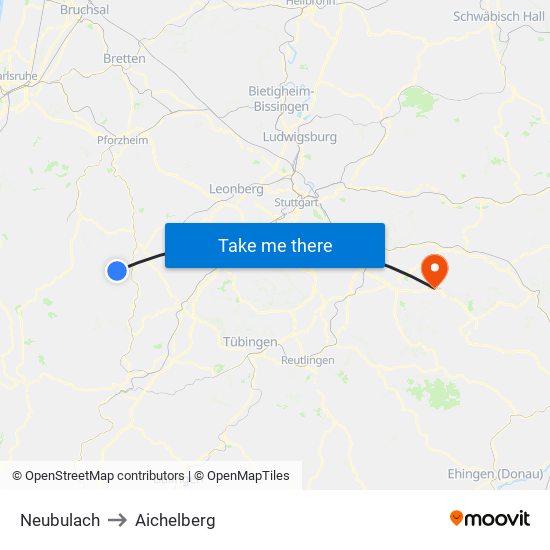 Neubulach to Aichelberg map