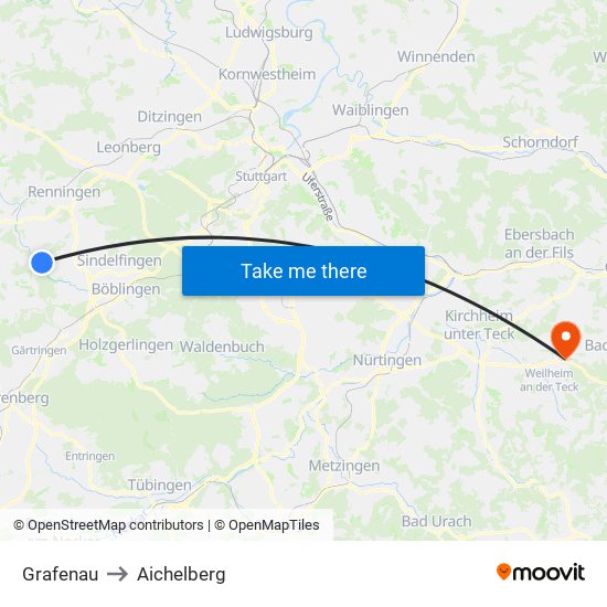 Grafenau to Aichelberg map