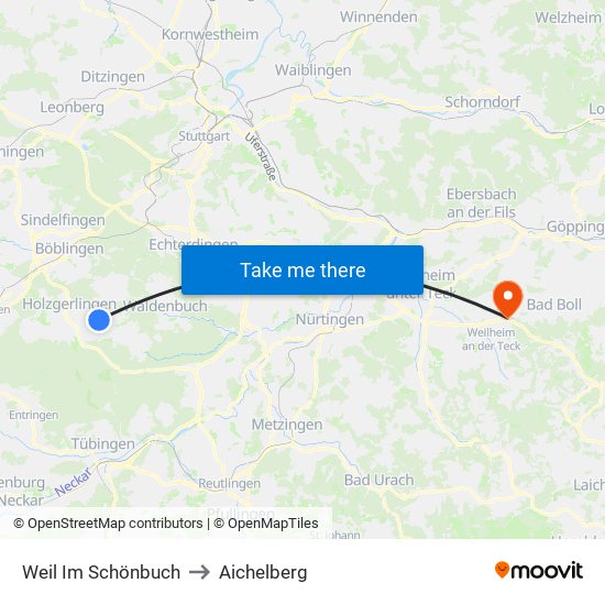 Weil Im Schönbuch to Aichelberg map