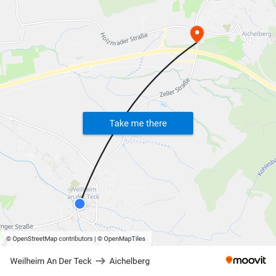 Weilheim An Der Teck to Aichelberg map