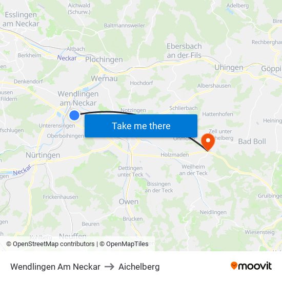 Wendlingen Am Neckar to Aichelberg map