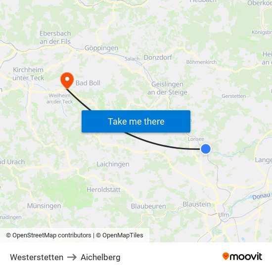 Westerstetten to Aichelberg map