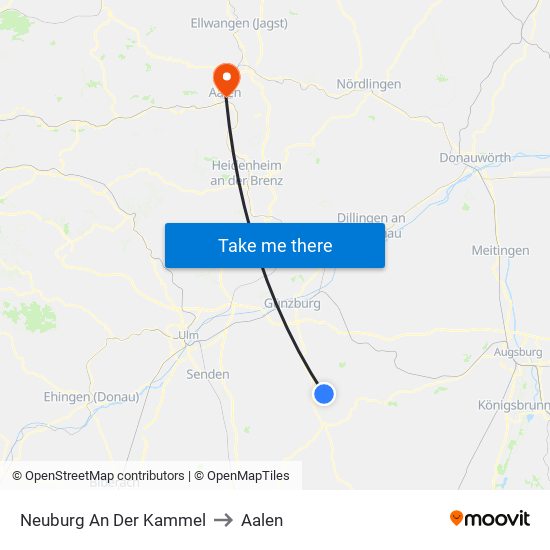 Neuburg An Der Kammel to Aalen map