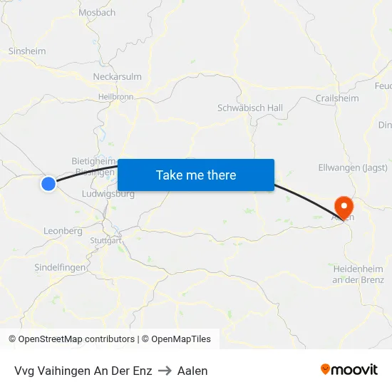 Vvg Vaihingen An Der Enz to Aalen map