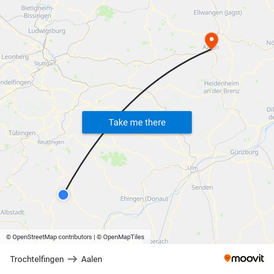 Trochtelfingen to Aalen map