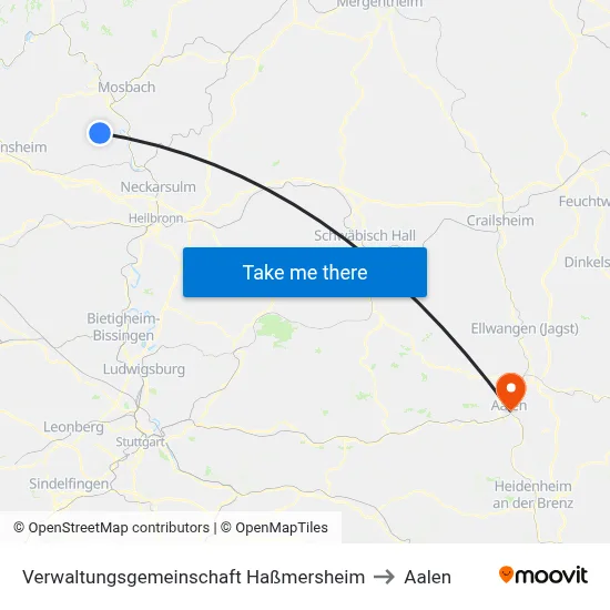 Verwaltungsgemeinschaft Haßmersheim to Aalen map