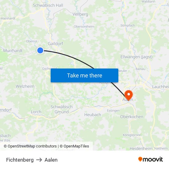 Fichtenberg to Aalen map