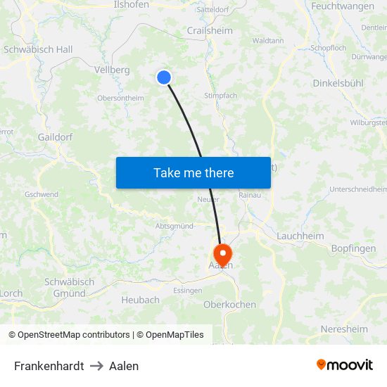 Frankenhardt to Aalen map
