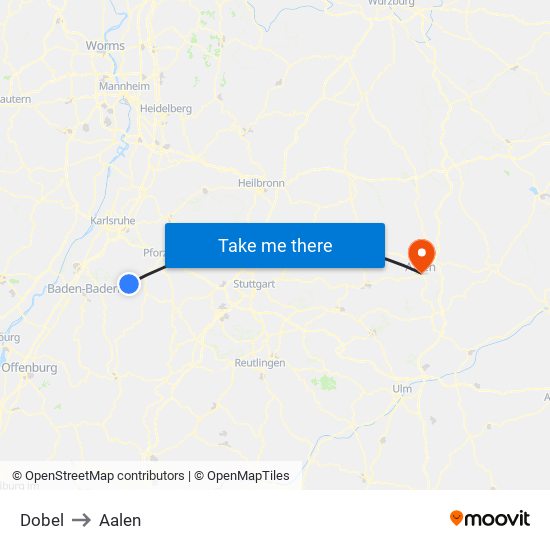 Dobel to Aalen map
