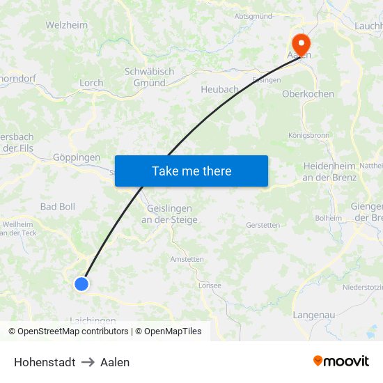 Hohenstadt to Aalen map