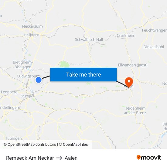 Remseck Am Neckar to Aalen map