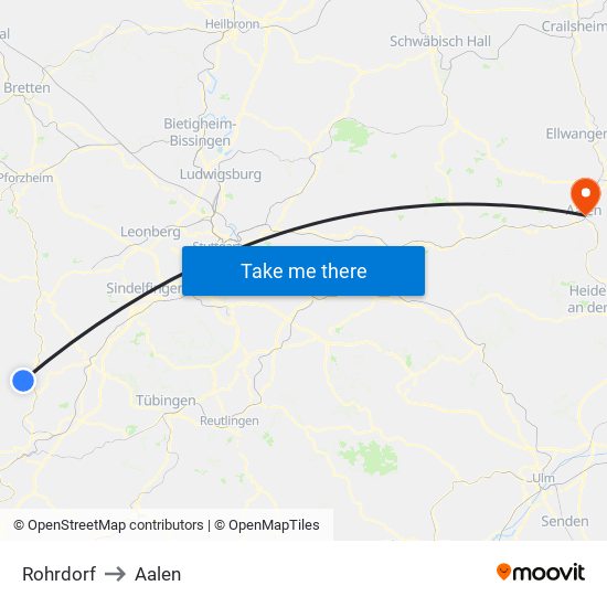 Rohrdorf to Aalen map