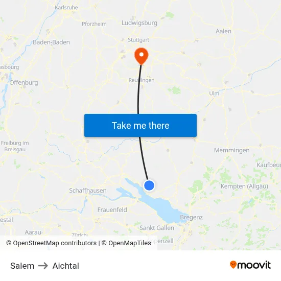 Salem to Aichtal map