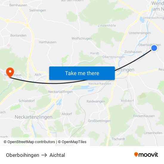 Oberboihingen to Aichtal map