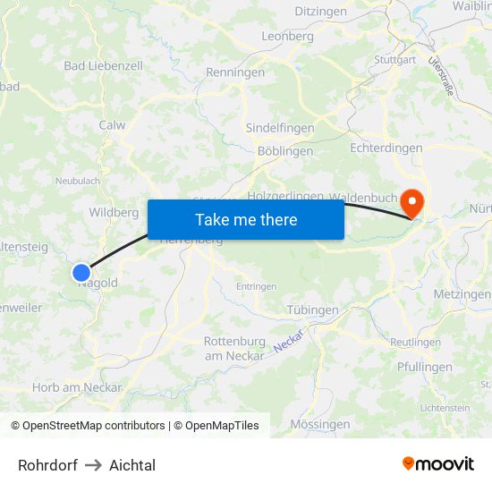 Rohrdorf to Aichtal map