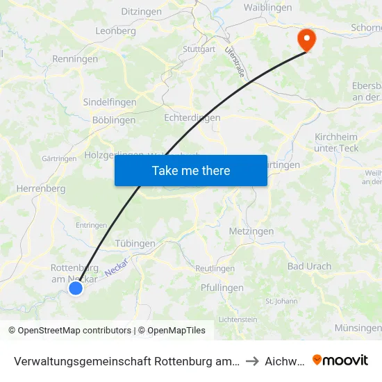 Verwaltungsgemeinschaft Rottenburg am Neckar to Aichwald map