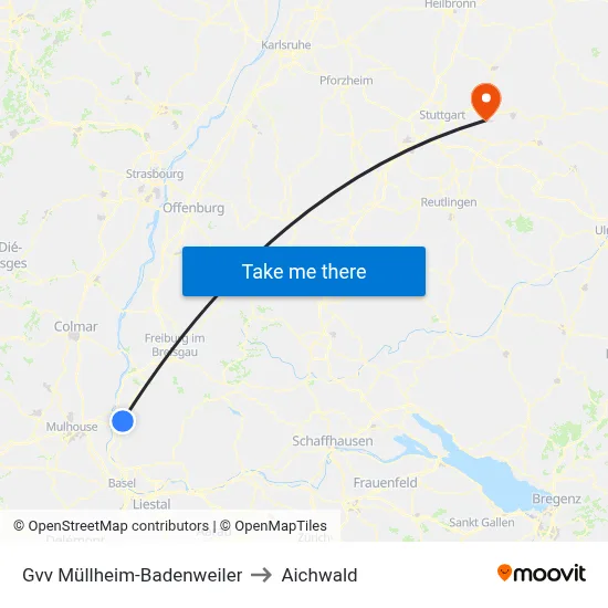Gvv Müllheim-Badenweiler to Aichwald map