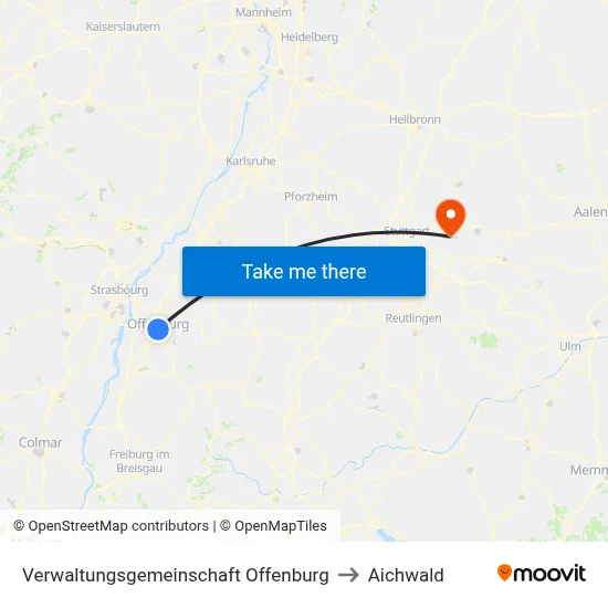 Verwaltungsgemeinschaft Offenburg to Aichwald map