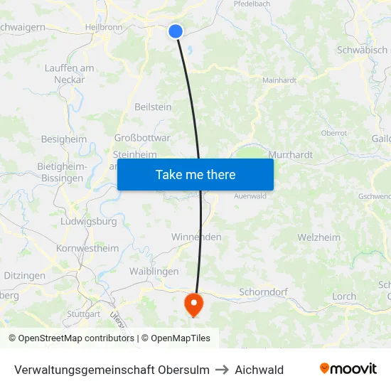 Verwaltungsgemeinschaft Obersulm to Aichwald map
