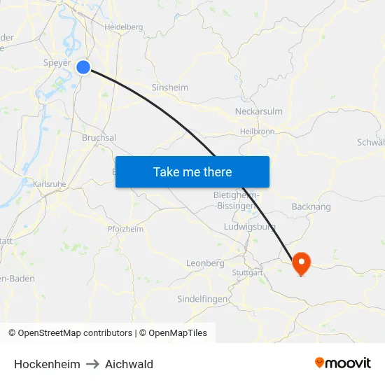 Hockenheim to Aichwald map