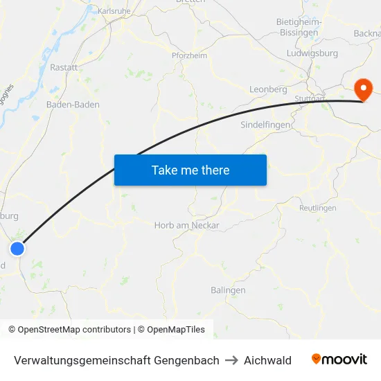 Verwaltungsgemeinschaft Gengenbach to Aichwald map