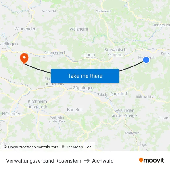 Verwaltungsverband Rosenstein to Aichwald map