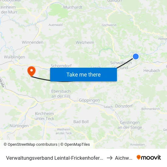 Verwaltungsverband Leintal-Frickenhofer Höhe to Aichwald map