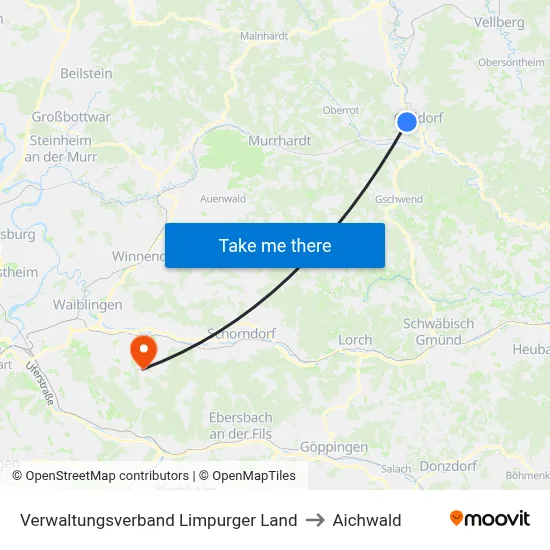 Verwaltungsverband Limpurger Land to Aichwald map