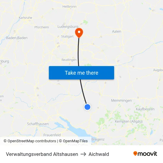 Verwaltungsverband Altshausen to Aichwald map