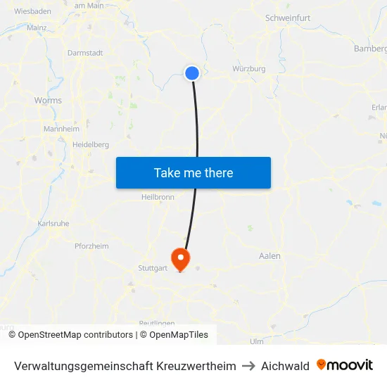 Verwaltungsgemeinschaft Kreuzwertheim to Aichwald map