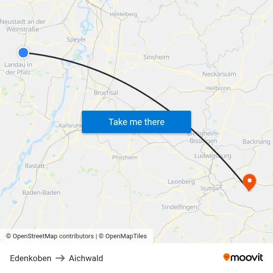 Edenkoben to Aichwald map