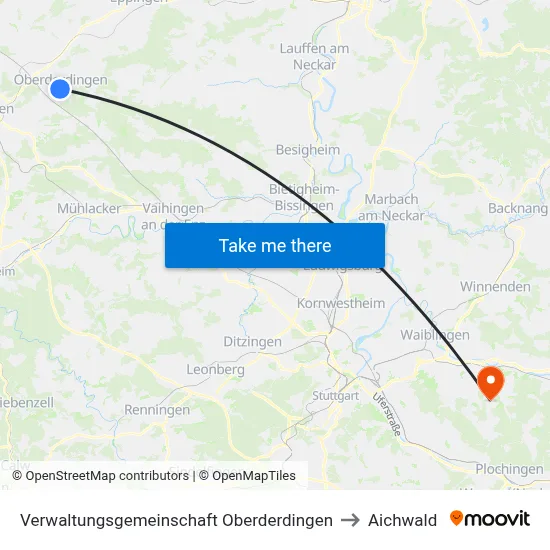 Verwaltungsgemeinschaft Oberderdingen to Aichwald map