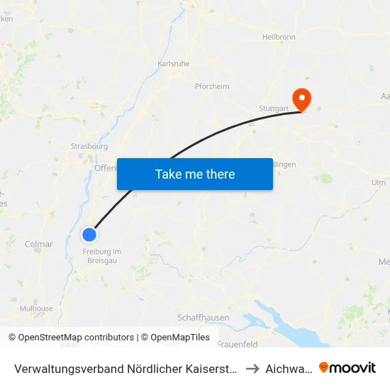 Verwaltungsverband Nördlicher Kaiserstuhl to Aichwald map