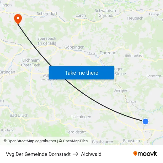 Vvg Der Gemeinde Dornstadt to Aichwald map