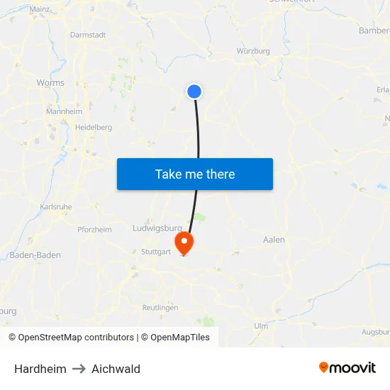 Hardheim to Aichwald map