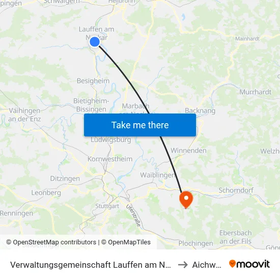 Verwaltungsgemeinschaft Lauffen am Neckar to Aichwald map
