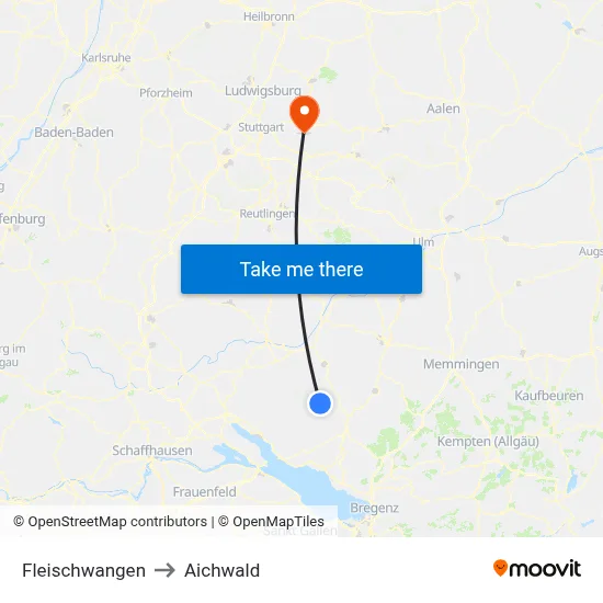 Fleischwangen to Aichwald map