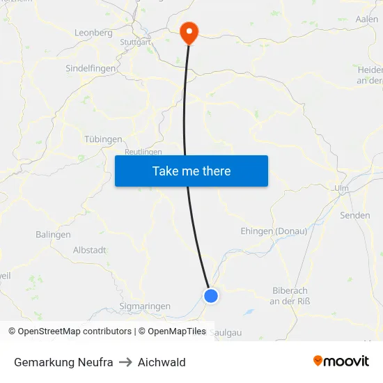 Gemarkung Neufra to Aichwald map