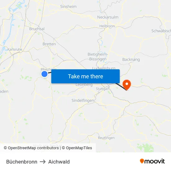 Büchenbronn to Aichwald map