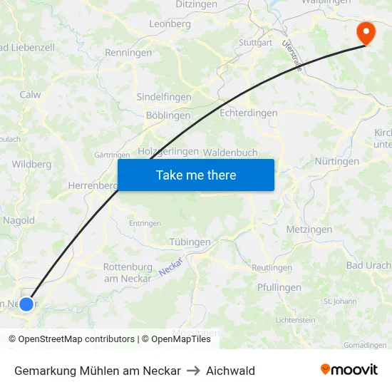 Gemarkung Mühlen am Neckar to Aichwald map