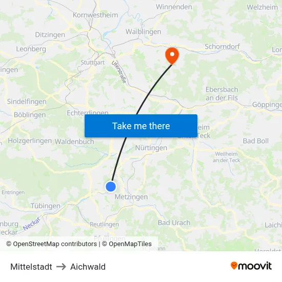 Mittelstadt to Aichwald map